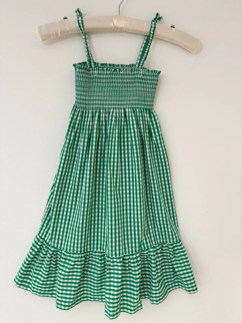 Little English Green Gingham Smocked Sundress with Ruffle Hem, Size 5 - Picture 6 of 10